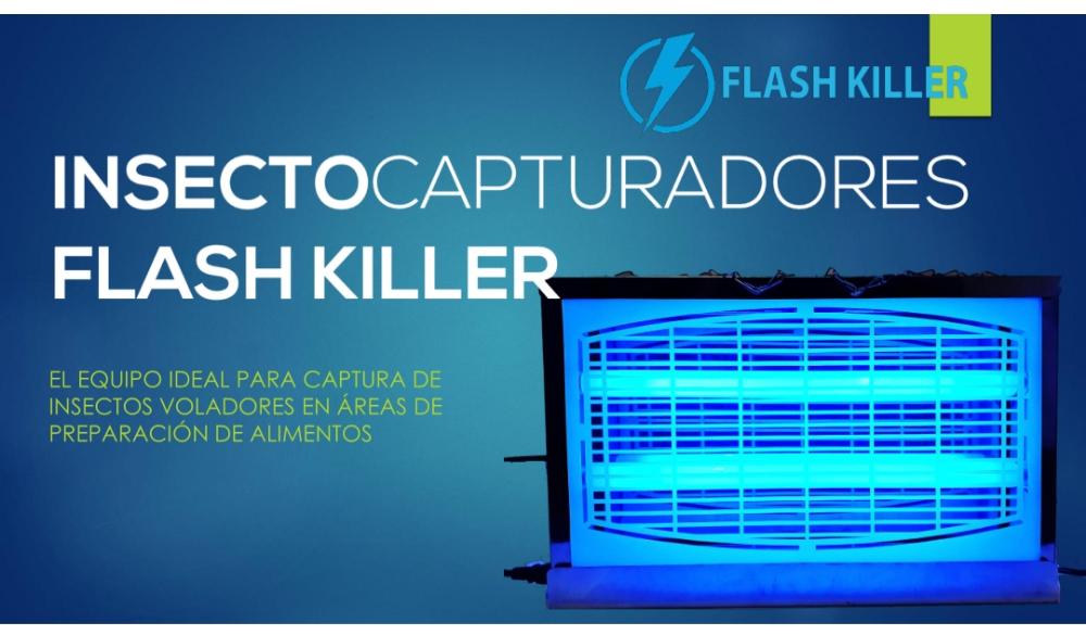 Insectocapturadores Flash Killer es el equipo ideal para captura de insectos voladores en áreas de preparación de alimentos.